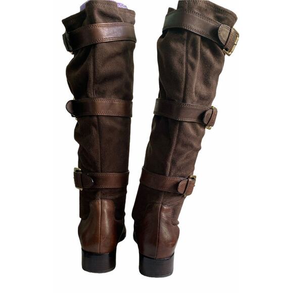 COLE HAAN NikeAir Leather Suede Buckle Knee High Boots Size 7 Riding Western - Picture 8 of 12